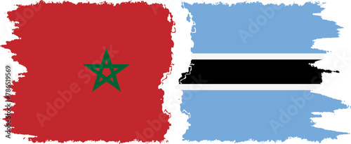 Botswana and Morocco grunge flags connection vector