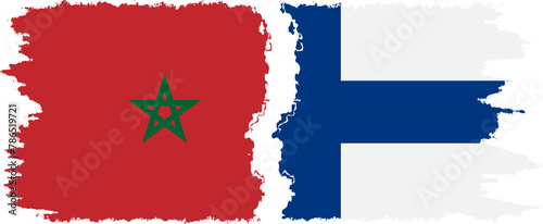 Finland and Morocco grunge flags connection vector