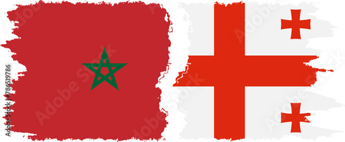 Georgia and Morocco grunge flags connection vector
