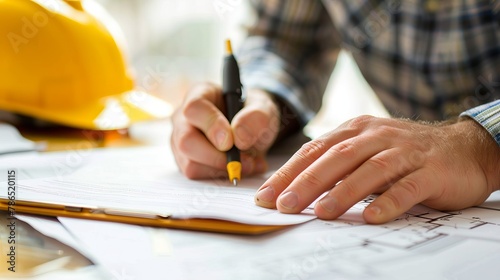 Home remodelling expert signing a contract with a homeowner