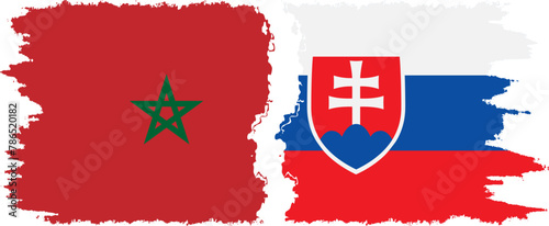Photography Slovakia and Morocco grunge flags connection vector