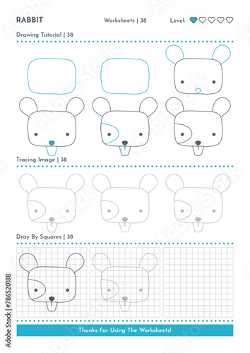How to Draw Doodle Animal Mouse, Cartoon Character Step by Step Drawing Tutorial. Activity Worksheets For Kids