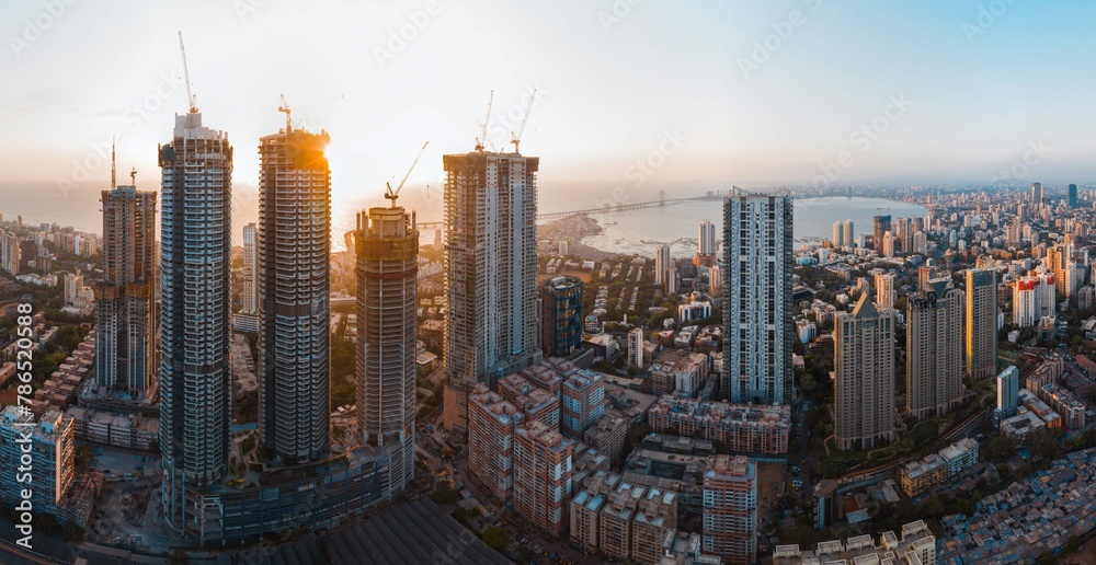 Mumbai City Skyline Aerial Panorama