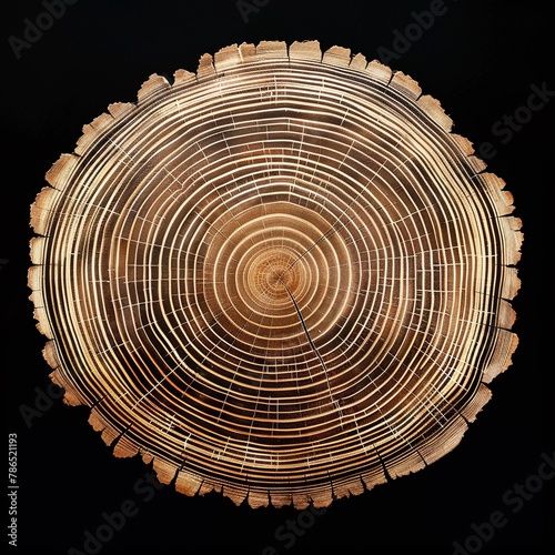 Tree Rings, A crosssection of a tree trunk, highlighting the rings that mark each years growth , Future Things Concept Backdrop, futuristic background photo
