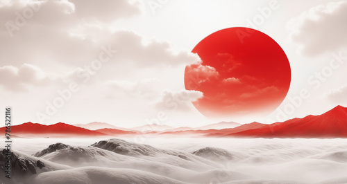 Japan's Flag Reimagined as a Landscape - Generative AI