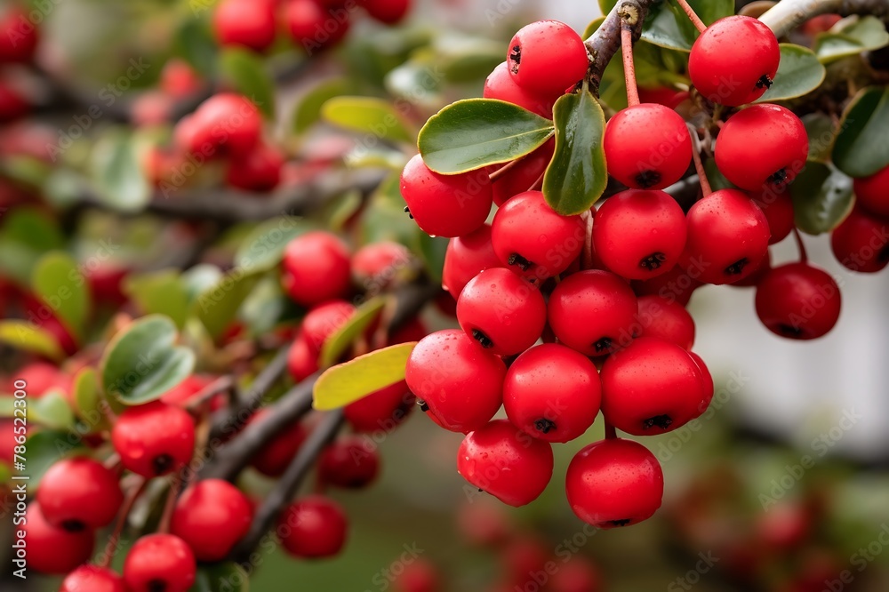 Bearberry hanging on a tree. Bearberry in the orchard