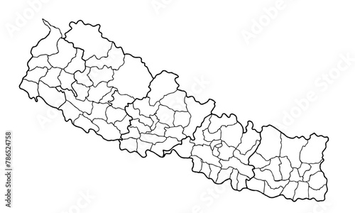 Map of Nepal, Nepal map, new Nepal map, line draw nepal map