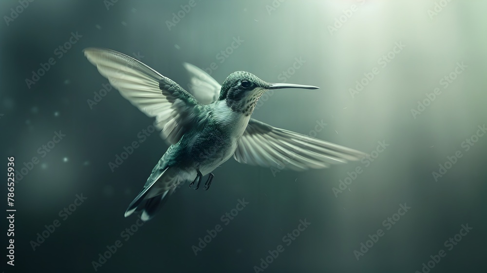 Hummingbird in Graceful Flight Amid the Lush Greenery Hummingbird in Graceful Flight Amid the Lush Greenery