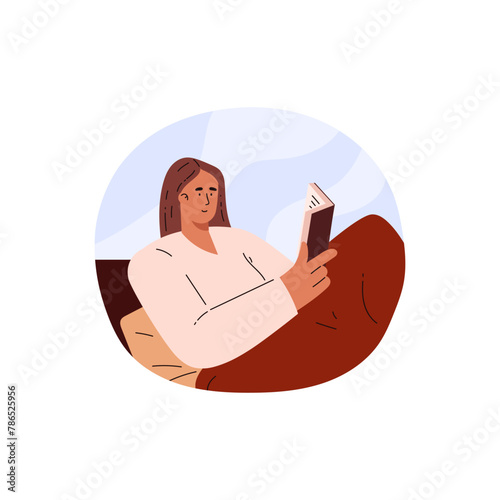Individual reading in blanket vector illustration