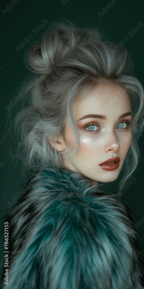 portrait of a woman in faux fur and makeup portrait of a woman in faux fur and makeup