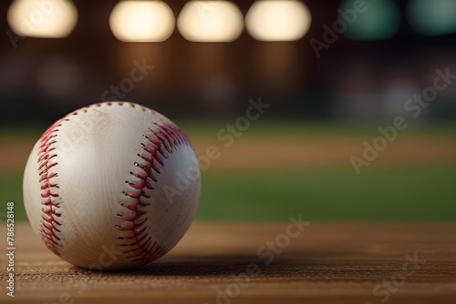 Vintage Baseball on Wooden Surface Spotlighted.generative.ai
