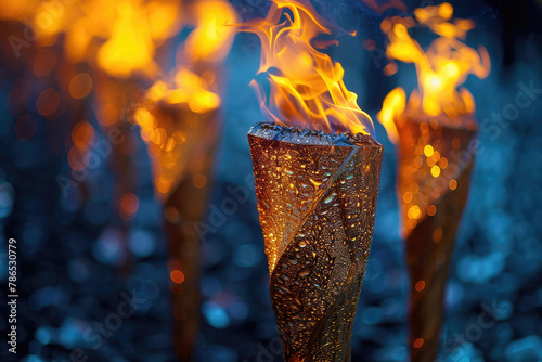 Iconic Olympic flame burning brightly at the Games