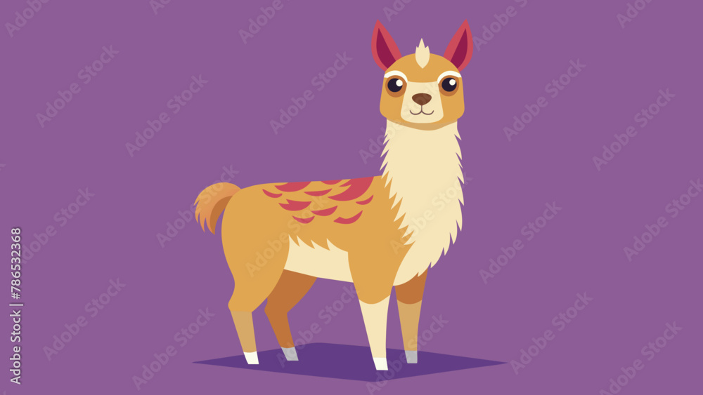 Obraz premium Vector illustration of cute character south America lama. Isolated cartoon baby llama. Hand drawn Peru animal guanaco, alpaca, vicuna. Drawing for print, fabric.