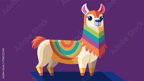 Vector illustration of cute character south America lama. Isolated cartoon baby llama. Hand drawn Peru animal guanaco, alpaca, vicuna. Drawing for print, fabric.
