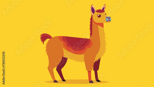 Vector illustration of cute character south America lama. Isolated cartoon baby llama. Hand drawn Peru animal guanaco, alpaca, vicuna. Drawing for print, fabric.