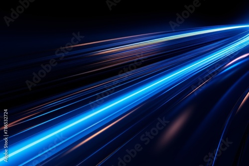 Blue-orange wave on a black background. Blue and orange neon colors create a sense of movement and energy