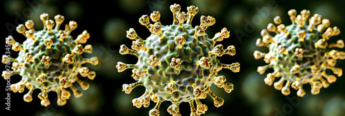 Three viruses are shown in a close up photo