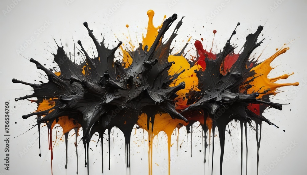 Abstract black in splash, paint, brush strokes, white background Abstract black in splash, paint, brush strokes, white background