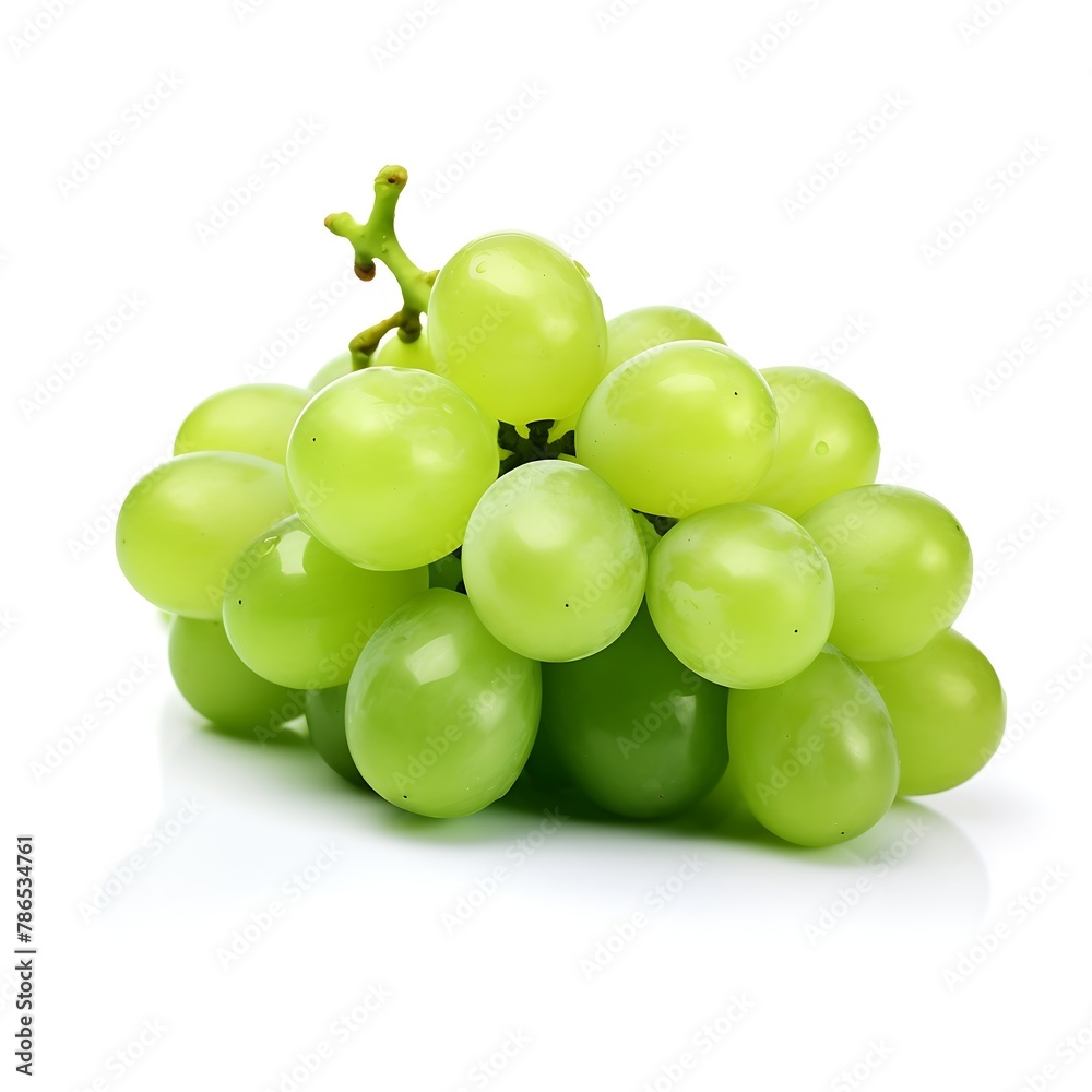 Green grapes fruit on white background