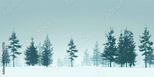 Wallpaper Mural A snowy landscape with a forest of trees Torontodigital.ca