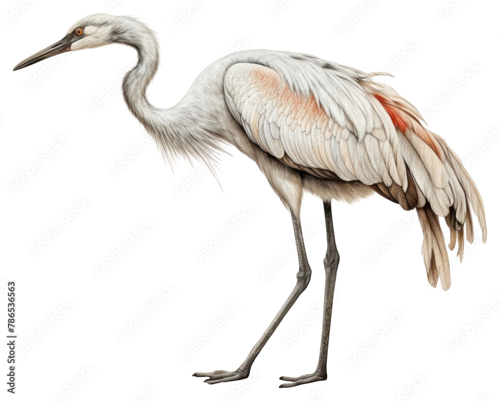 Fototapeta premium PNG Crane drawing animal sketch.