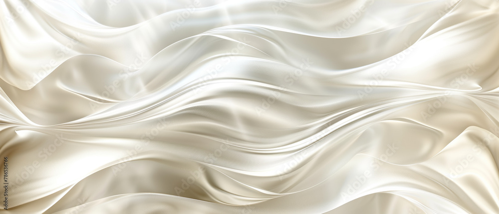 Obraz premium Elegant Flow of Cream-Colored Satin Fabric with Luxurious Silky Texture.