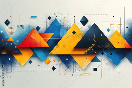 Blue background with colorful abstract shapes and arrows, representing the evolution of technology in marketing.