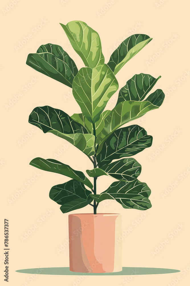 Fototapeta premium Illustration of tropical plant in minimal abstract style. AI Generative. 