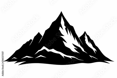 Black Mountain Silhouette on White Background. photo