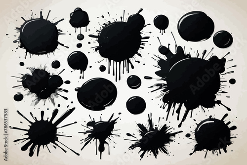 Vector set of 13 black stains