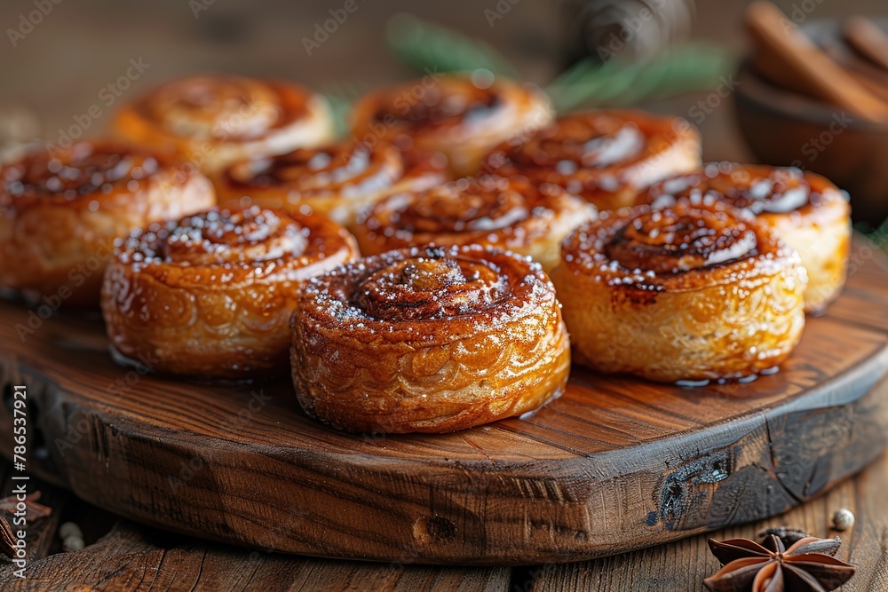 Convert the sweet roll into small pieces and place them on an elegant wooden plate