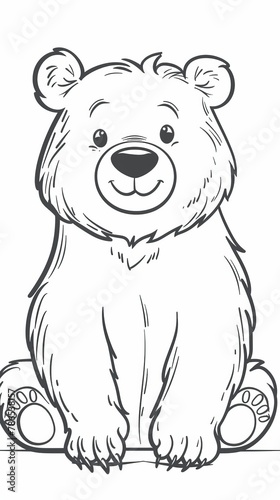 Animals  simple outlines   A coloring book page featuring a friendly bear outline