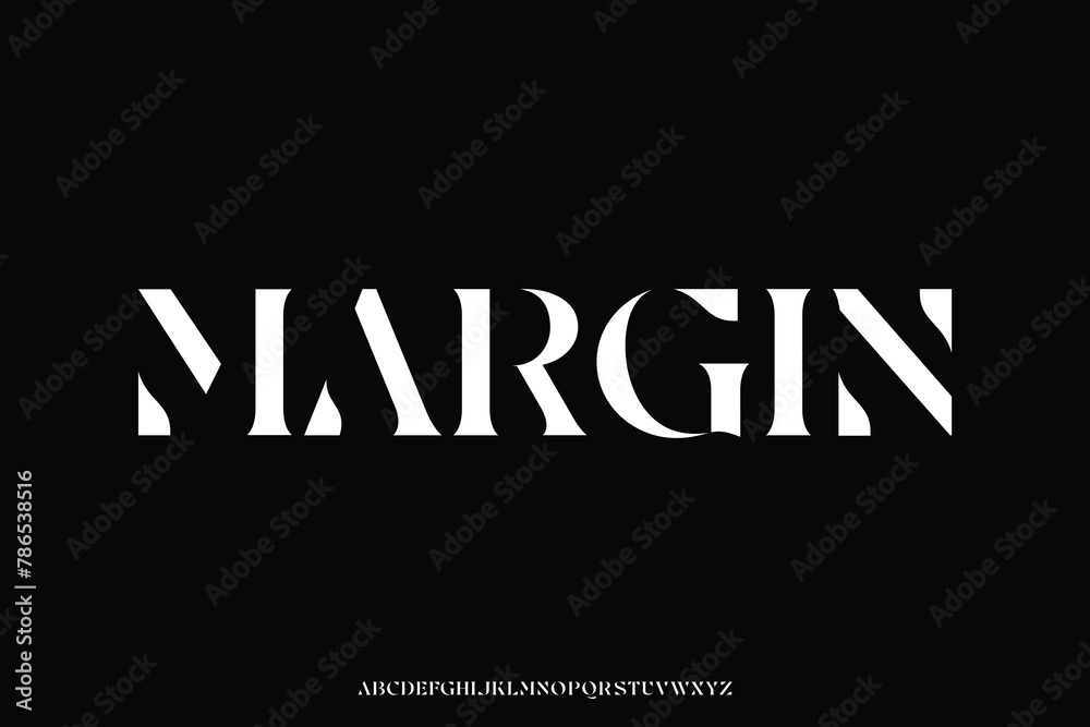 Elegant luxury stencil type alphabet display font vector