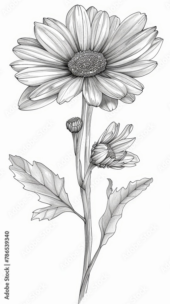 Flowers: A daisy, with its simple, cheerful petals and center Flowers: A daisy, with its simple, cheerful petals and center