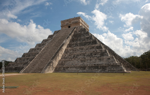 Mexico ruins of the Mayan city of Chichen Itza on an ordinary winter day