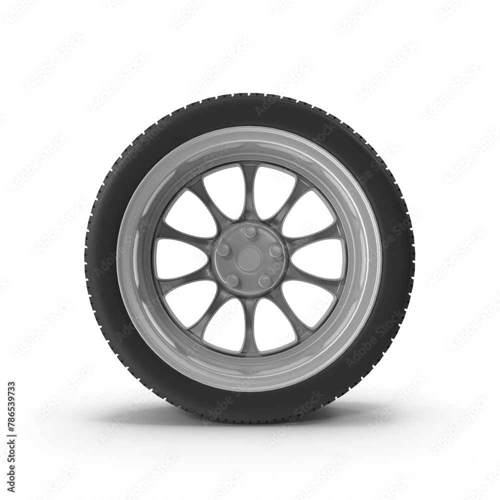 Highly Detailed Wheels and Tyres 3D Model PNG - Perfect for Automotive Design and Vehicle Customization