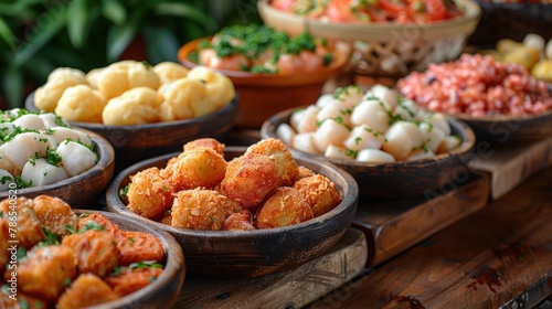 A variety of delicious small savory Brazilian snacks