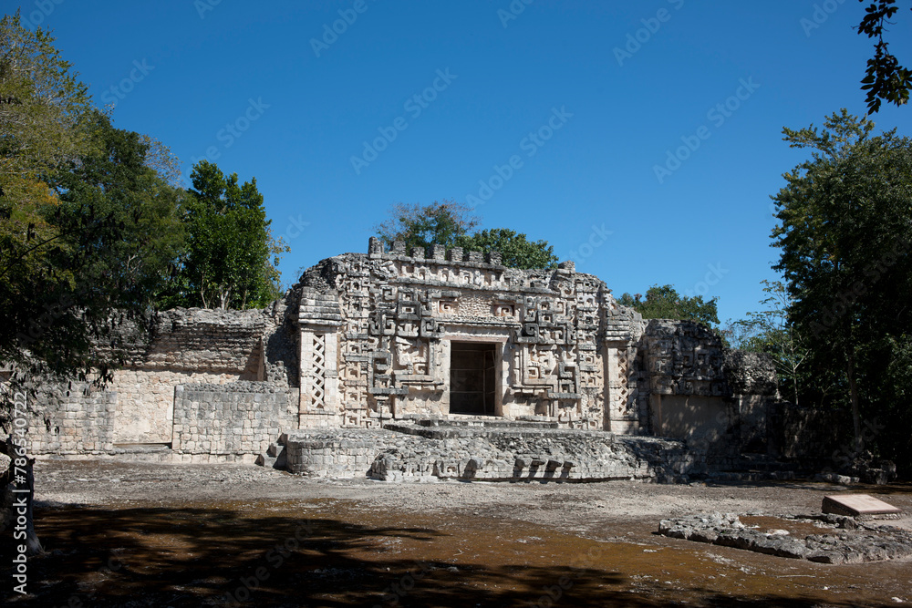 Mexico ruins of the city of Maya Labna in the evening light