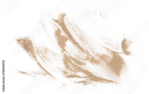 Pile desert sand scattered and wavy isolated on white background