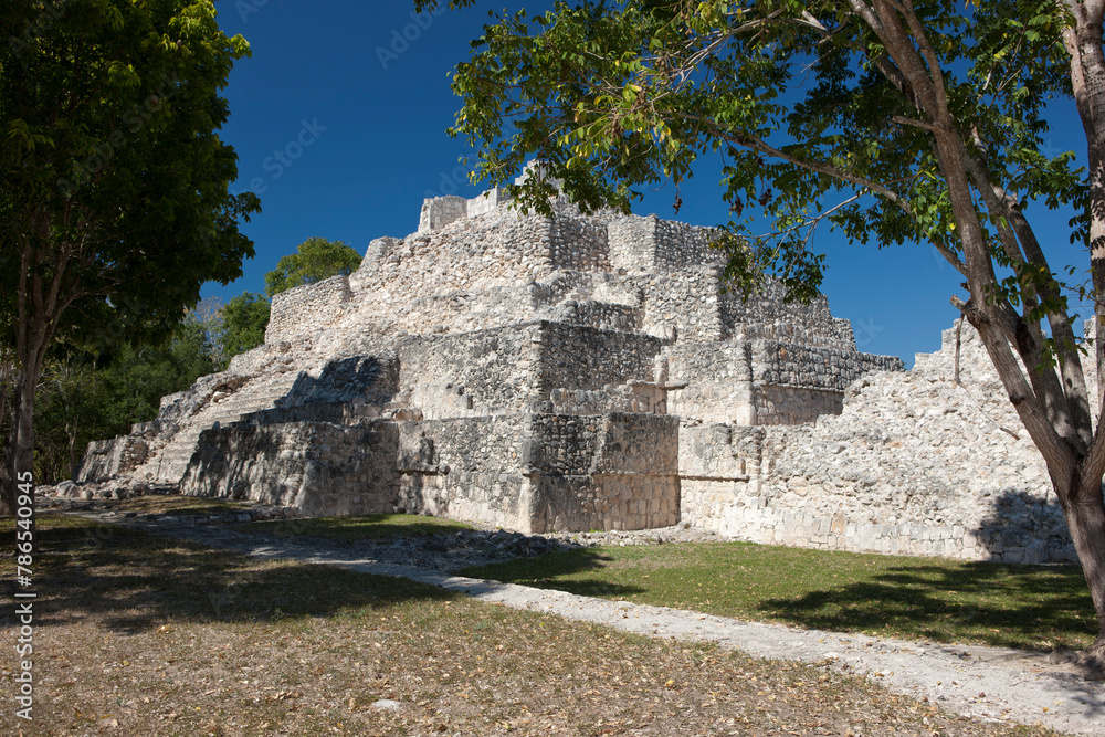 Mexico ruins of the city of Maya Edzna in the evening light