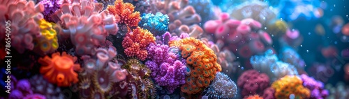 A beautiful and vibrant coral reef with a variety of colors and shapes.