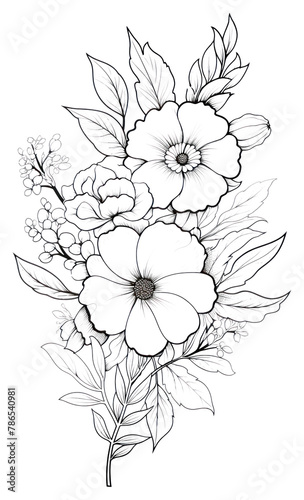 PNG Floral sketch pattern drawing.