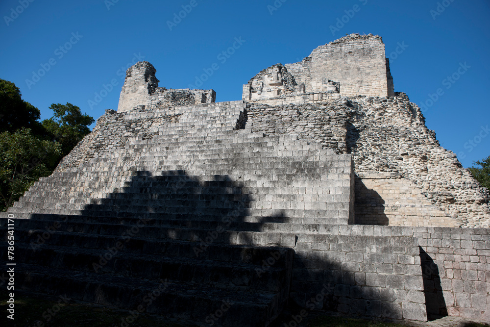 Mexico ruins of Calakmul on a sunny winter day