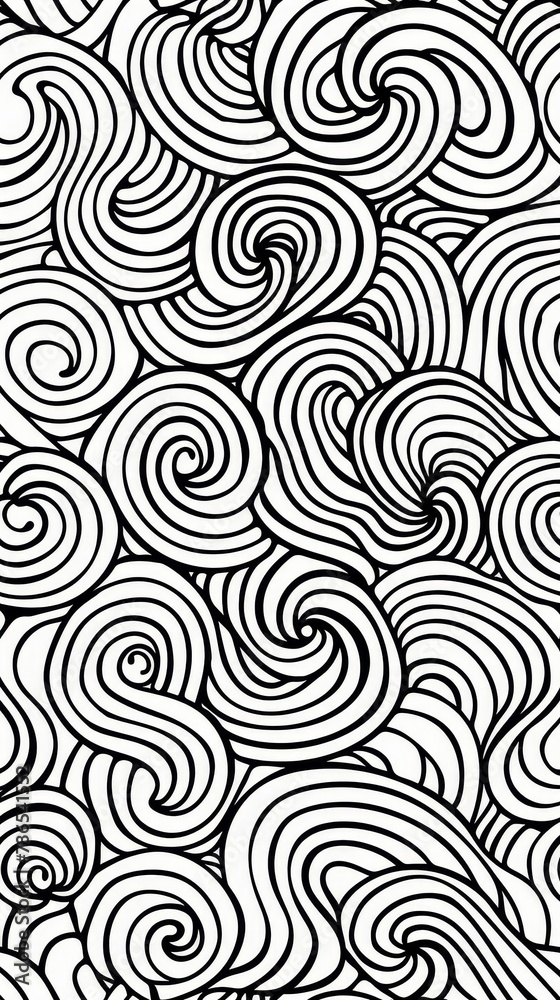 Patterns: A coloring book page showcasing a mesmerizing tessellation pattern, with repeating shapes that interlock seamlessly