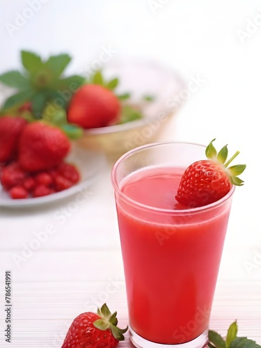 strawberry homemade  smoothie in glass  fresh juice of glass 