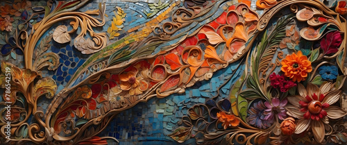 A mosaic of intricate patterns and vivid colors.