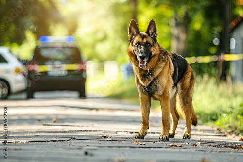 Police dog at crime scene photo