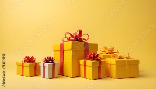 yellow gifts on a yellow background