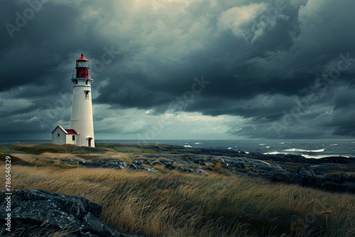 Lighthouse In Stormy Landscape