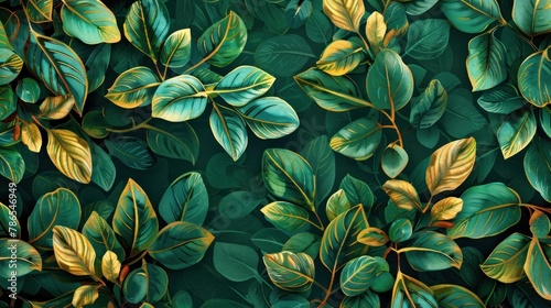 A green leafy background with a few yellow leaves